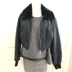 D&G Cropped Puffy Jacket Fur Collar